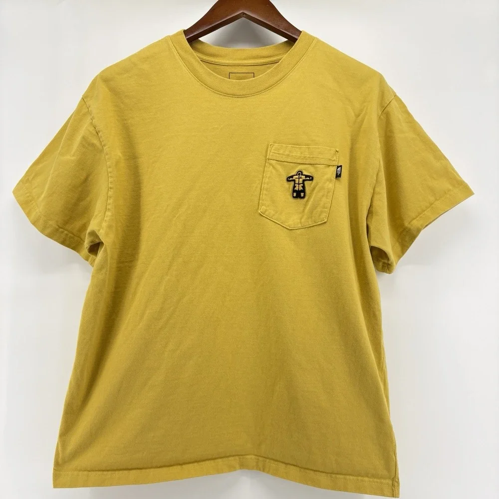 The North Face Yellow T-Shirt Hike-ware, Street-ware W Embroidered Emblem Size M